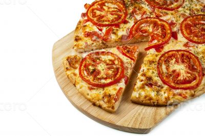 pizza on the board