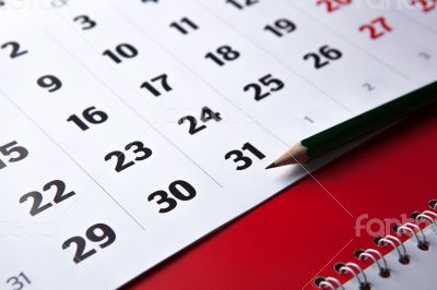 calendar and pencil close-up