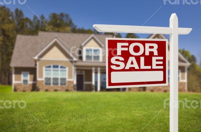 Home For Sale Sign in Front of New House