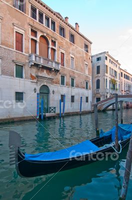 Venice Italy Gondolas on canal 