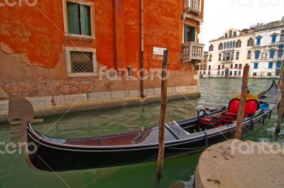 Venice Italy Gondolas on canal 