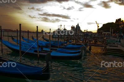 Venice Italy Gondolas on canal 
