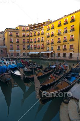 Venice Italy Gondolas on canal 