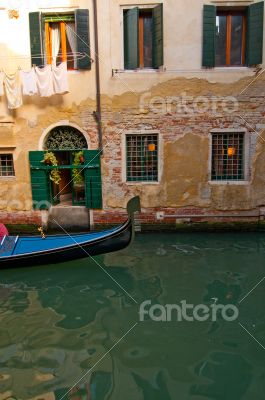 Venice Italy Gondolas on canal 