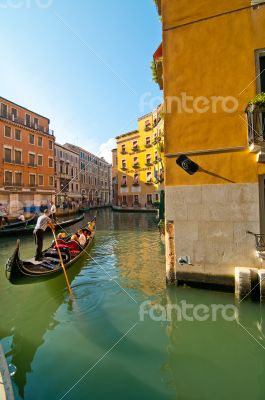 Venice Italy Gondolas on canal 