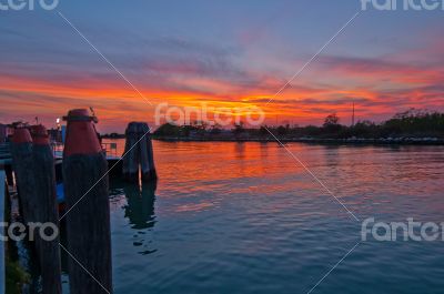 Italy Venice Burano island sunset