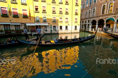 Venice Italy gondolas on canal