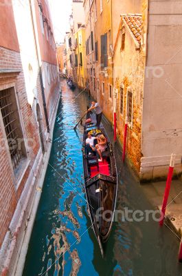Venice Italy Gondolas on canal 