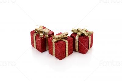 Artificial red gift boxes