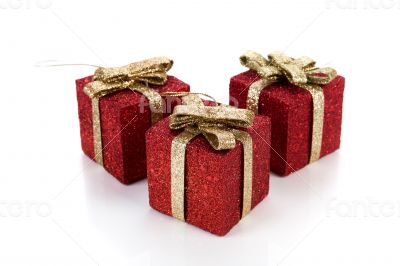 Artificial red gift boxes