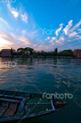 Italy Venice Burano island sunset