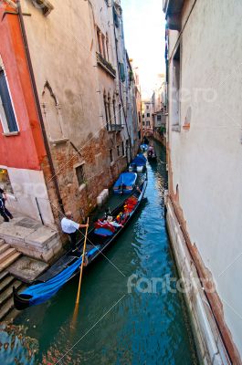 Venice Italy Gondolas on canal 