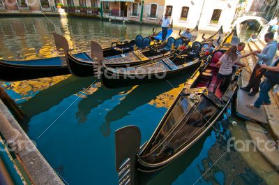 Venice Italy gondolas on canal