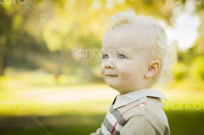 Adorable Blonde Baby Boy Outdoors at the Park