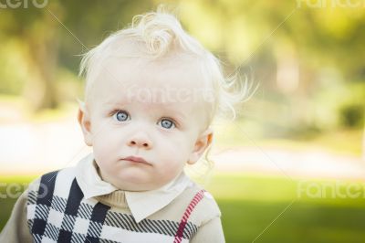 Adorable Blonde Baby Boy Outdoors at the Park