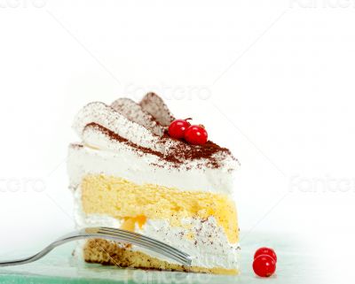whipped cream and ribes dessert cake slice