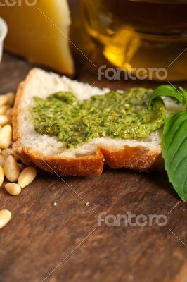 Italian basil pesto bruschetta ingredients