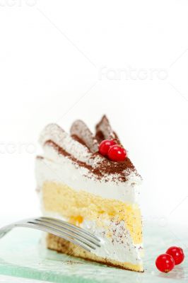 whipped cream and ribes dessert cake slice