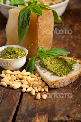 Italian basil pesto bruschetta ingredients