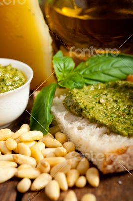 Italian basil pesto bruschetta ingredients