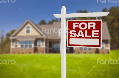 Home For Sale Sign in Front of New House