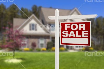 Home For Sale Sign in Front of New House