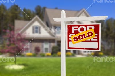 Sold Home For Sale Sign in Front of New House