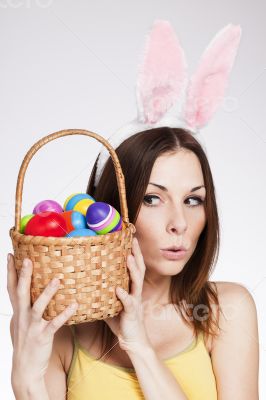 Girl with easter egg basket