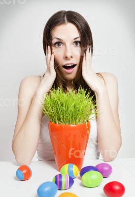 Surprised easter girl
