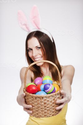 Girl with easter egg basket