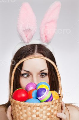Girl with easter egg basket