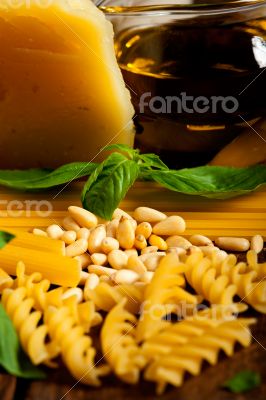 Italian basil pesto pasta ingredients