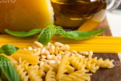 Italian basil pesto pasta ingredients