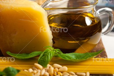 Italian basil pesto pasta ingredients