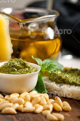 Italian basil pesto bruschetta ingredients