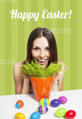 Happy Easter card green