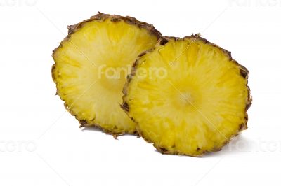 Cut off from the pineapple slices on white background.
