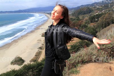 Beautiful girl in the Stinson Beach