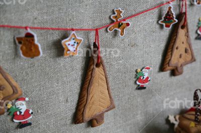 Christmas gingerbread on the grey background