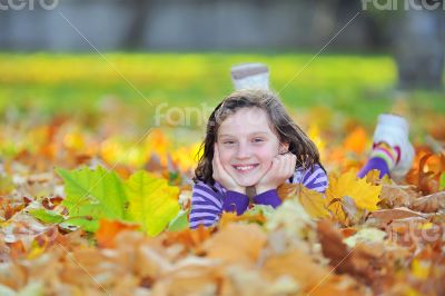 little girl on autumn