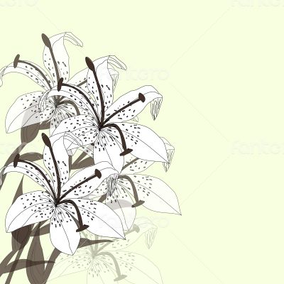 Original floral background with a bouquet of lilies 