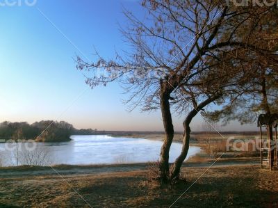 Autumn landscape by the river.