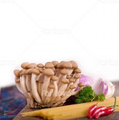 Italian pasta and mushroom sauce ingredients