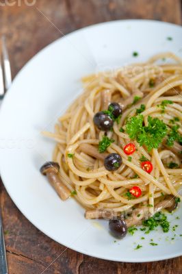 Italian pasta and mushroom sauce 