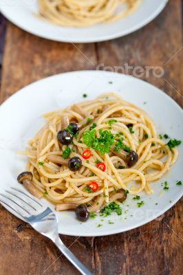 Italian pasta and mushroom sauce 