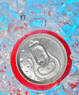 Soda can in ice