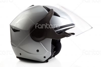 Silver bike helmet isolated