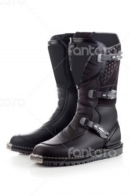 Biker boots for motocross isolated