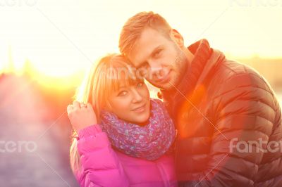 Young couple in love outdoor