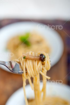 Italian pasta and mushroom sauce 
